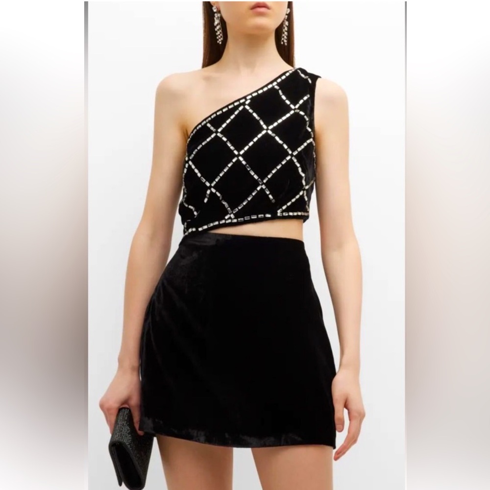 NWT RAMY BROOK MU Embellished Mini Velvet Black Dress. Size 4